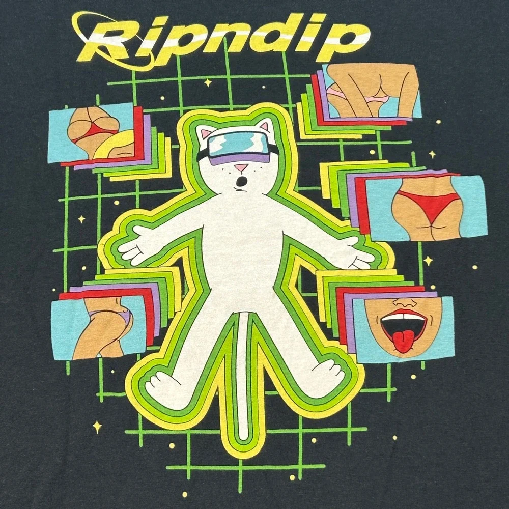 Ripndip Long Sleeve Shirt Medium Mens Black Skater‎ Lord Nermal VR Graphic